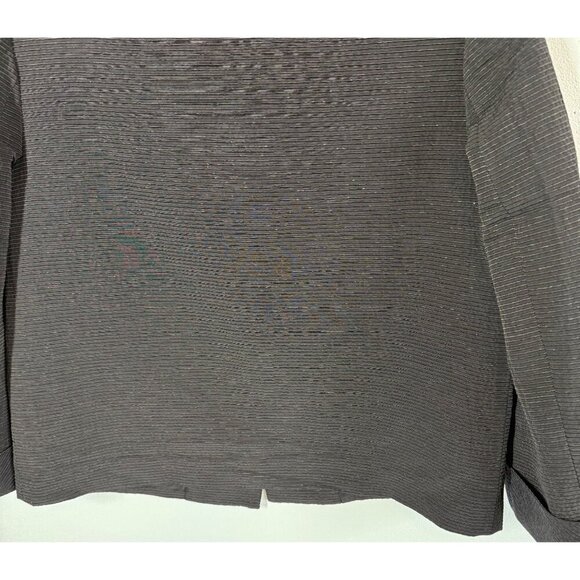 Elie Tahari Womens Black Textured 2 Button Lined Blazer Large Folded Cuffs - Picture 5 of 10